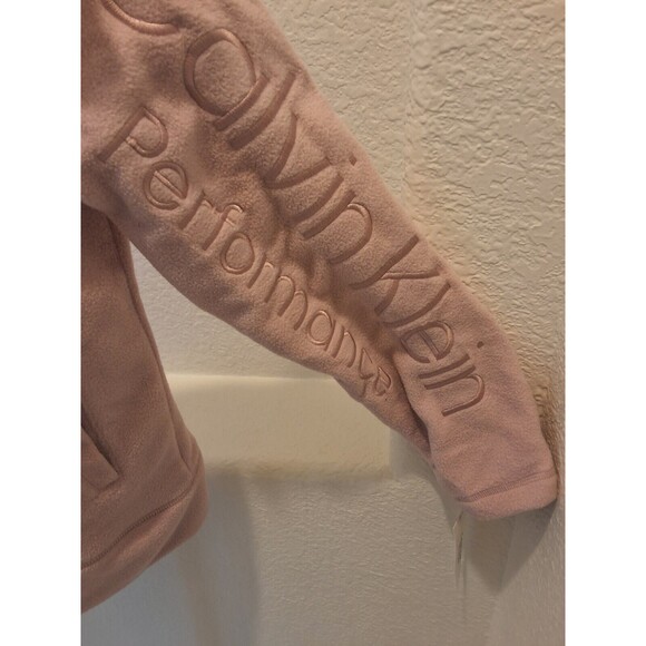 Calvin Klein Performance Size Large Beige Zip Up Fleece Jacket High Collar NEW - Picture 3 of 16